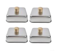 Tapa cuadrada para hamburguesas de acero inoxidable, 26 cm, mango de madera | Cuadrado, 26 cm de tamaño, mango de madera, resistente al calor, cocción uniforme
