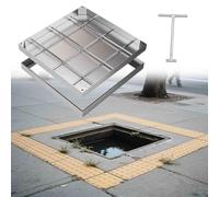 Tapa cuadrada para tanque séptico de 32 x 32 pulgadas, cubierta de boca para adoquines, cámara de inspección oculta con agujeros de tracción y base, cubierta de acceso séptico duradera para un fácil