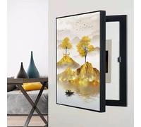 Tapa Cuadro Electrico Decorativo Pintura, Montado en la pared con Diseño Abatible, Cubierta para Panel de Interruptores de Lar, para el Hogar, Sala de Estar(Black 3,30 * 40cm/11 * 15in)