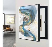 Tapa Cuadro Electrico Decorativo Pintura, Montado en la pared con Diseño Abatible, Cubierta para Panel de Interruptores de Lar, para el Hogar, Sala de Estar(Black 8,30 * 40cm/11 * 15in)