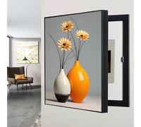 Tapa Cuadro Electrico Decorativo Pintura, Montado en la pared con Diseño Abatible, Cubierta para Panel de Interruptores de Lar, para el Hogar, Sala de Estar(Black 5,45 * 55cm/17 * 21in)