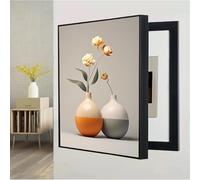 Tapa Cuadro Electrico Decorativo Pintura, Montado en la pared con Diseño Abatible, Cubierta para Panel de Interruptores de Lar, para el Hogar, Sala de Estar(Black 6,30 * 40cm/11 * 15in)