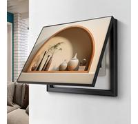 Tapa Cuadro Eléctrico, Jarrón Floral, Marco PS Negro, Sin Taladro | 4 Formas de Apertura, Espejo Cristal HD, Jarrones Wabi-Sabi, Varios Tamaños, Recibidor Salón(A,Flip-up,31.5x23.6in)