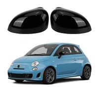 Tapa Cubierta del Espejo Reemplazar para Fiat 500/500C/500E/Abarth 500 2007-2024/Grande Punto 2005-2018, Cubierta del Espejo Tapas de Espejo Retrovisor (Negro)