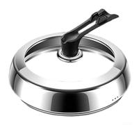 Tapa de acero inoxidable, con vidrio templado y ventilación de vapor, cubierta de cocina de pie con mango resistente al calor, para woks, vaporizadores y ollas de sopa (36 cm)