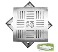 Tapa de alcantarilla Cuadrada Rectangular de Acero Inoxidable 304, Tapa séptica para Exteriores, Cubierta de Drenaje para jardín, Patio, Garaje, terraza (35x35x3cm/14x14x1.2in)