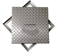 Tapa de Alcantarilla de Acero Inoxidable con Asa, Tapa Arqueta de Sumidero Empotrada y Marco para Patio, Jardín y Acera(45 * 45 * 2.5cm/18 * 18 * 1in)