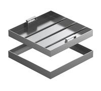 Tapa de alcantarilla Invisible de Acero Inoxidable, Tapa y Marco para cámara de inspección, con manija Oculta, para Patios, Jardines, escuelas y terrazas (Plateada, 40x40x5cm)