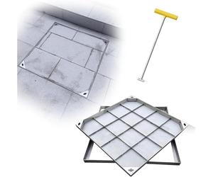 Tapa de alcantarilla Invisible Reforzada con Marco - Tapa de inserción para pavimento para inspección de Tanque séptico, alcantarillado y Servicios públicos, Tapa Cuadrada/Rectangular para t