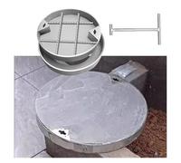 Tapa de alcantarilla Redonda empotrada con Llaves de Apertura - Tapa de inspección metálica Invisible de 30 cm para césped, Patio y aceras - Duradera, Impermeable, Zonas reside