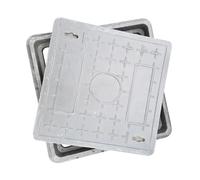 Tapa de alcantarilla, Tapa y Marco de alcantarilla Invisibles, Tapa Cuadrada de Resina Duradera para césped, Tapa de Pozo de Aguas residuales Empotrado, Gris 11.8"x11.8"x1.6"