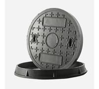 Tapa de Alcantarilla y Marco, Tapas de Alcantarilla Redondas de Resina, Base de una Sola Pieza, Aptas para Zonas Peatonales y Parques(60cm/24in)