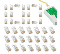 Tapa de arranque de cable genérica Rj45, cabeza de cable de red - Tapa de cabeza de 100 piezas - cabeza Cat6a, cabeza en sólido, chapado en oro para diversos entornos de red