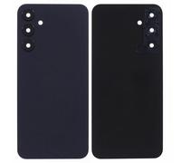 Tapa de batería compatible con Samsung Galaxy A25 5G A256 A256B (no con otros códigos), carcasa trasera trasera de plástico rígido + lente con marco + adhesivo de doble cara (negro)