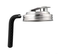 Tapa de boquilla de vertido de acero inoxidable a prueba de fugas con asa y junta de silicona para tarros de boca ancha, con cierre de tapa abatible para un almacenamiento seguro (acero negro)