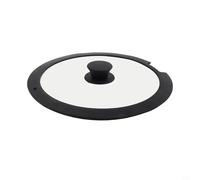 Tapa de borde de silicona superior de vidrio para utensilios de cocina, diseño tolerante al calor que reduce el riesgo de quemaduras durante el manejo y ajuste de la tapa (A 18 cm)