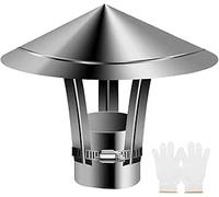 Tapa de chimenea a prueba de lluvia, chimenea redonda de acero inoxidable, terminal de tubería for estufa y conductos de chimenea(3.5in(90mm))