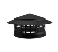 Tapa de chimenea de acero inoxidable 75-200 mm cubierta con protector de malla para tubo de techo campana de ventilación negro (200 mm)