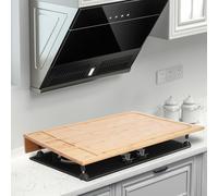 Tapa de cocina de bambú de protección para placa de cocina de gas, tapas de quemador de estufa, tabla de cortar multifuncional, bandeja para encimera de cocina, 75 x 54 x 10 cm