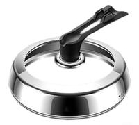 Tapa de cocina de vidrio templado con borde inoxidable de 30 cm (30 cm) | Borde de acero 304, resistente al óxido, se adapta a macetas de 28 cm, ventilación de vapor, fácil de limpiar