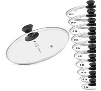 Tapa de cristal Ø30 cm - Tapa de olla de cristal - Tapa de sartén con asa de baquelita - Tapa de olla universal - asa de tapa resistente al calor de baquelita - Tapa universal de cristal