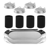 Tapa de cristal germinado de acero inoxidable 304 con funda oscurecida para tarros de Mason Jars de cuello ancho, juego de cultivo de microgreens inoxidable, drenaje eficiente sin jarras (4 unidades)