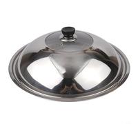 Tapa de cristal templado de 40 cm, apta para cacerola, wok y sartenes, acero inoxidable plateado para borde con sello seguro, cubierta apta para lavavajillas