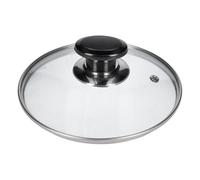 Tapa de cristal universal de 160 mm de diámetro con mango de botón y borde protector de acero inoxidable para ollas, sartenes, 160 mm de diámetro