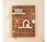 Tapa de Cuadro Eléctrico Decorativa - Diseño de Panel Perforado, con Función de Almacenamiento, Fácil Instalación, para Salón y Dormitorio Vertical Walnut 60x50cm