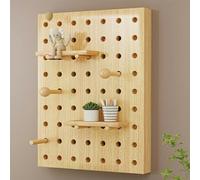 Tapa de Cuadro Eléctrico Decorativa - Diseño de Panel Perforado, con Función de Almacenamiento, Fácil Instalación, para Salón y Dormitorio Vertical Natural Wood 50x40cm