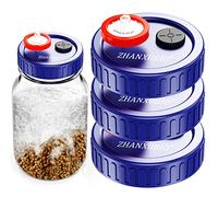Tapa de cultivo líquido para hongos,tapa de tarro Mason con membrana de PTFE y puertos de inyección autorreparables para hongos (boca rectangular de 70 mm, 3 piezas, azul con filtro de jeringa)