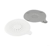 Tapa de drenaje de ducha, tapón de pelo, filtro de fregadero con ventosa fuerte, atrapador de pelo de silicona para baño, bañera, cocina, drenaje, paquete de 2, gris (blanco + gris)
