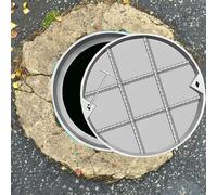 Tapa de drenaje redonda de acero inoxidable de 38 cm (38 cm) y marco para parques, calles, aceras, diseño oculto para mayor seguridad y estética