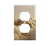 Tapa de enchufe White Clouds Gold Mountain, placa de pared de 1 interruptor, tapa de interruptor de luz doble, tapa de enchufe simple o doble, placa de interruptor eléctrico