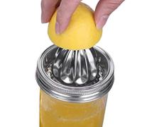 Tapa de exprimidor de acero inoxidable para frasco, boca ancha y exprimidor de jugo manual, tapa de tarro portátil, jugo fresco, se adapta a tarros de boca ancha de 3.39 pulgadas, exprimidor de jugo