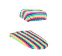 Tapa de inodoro antideslizante Juego de 4 Uds.-2 juegos de fundas Woilet Coudo, tampón de asedio for inodoro, for barra firme(Striped Rainbow)