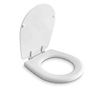 Tapa de inodoro Cesame Aretussia original, color blanco, asiento de inodoro eje de madera