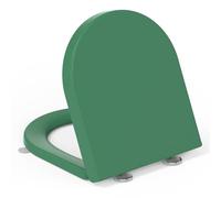 Tapa de inodoro con descenso automático en forma de D, asiento de inodoro YEAUPE PRO con función de liberación rápida para una fácil limpieza, soporta 150 kg, 46,4 x 35,9 x 6 cm, Verde