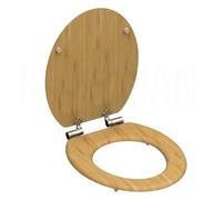 Tapa de Inodoro de Bambú Natural con Cierre Suave Antigolpes, 42,5 x 36 x 2 cm, Bisagras Metálicas, Asiento WC Ovalado