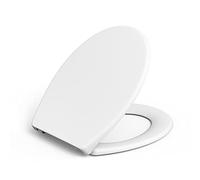 Tapa de inodoro en forma de D con cierre suave, color blanco, antibacteriano con función de liberación rápida, fácil montaje y limpieza, soporta hasta 150 kg, con asiento infantil