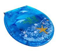 Tapa de Inodoro Ocean Series Art, Hermoso diseño 3D, Asiento de Resina de Cierre Lento, bisagras Ajustables, fácil de Limpiar, se Adapta a la mayoría de los inodoros, Apto para familias