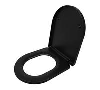 Tapa de Inodoro Relaxdays con Cierre Suave, 36 x 42 cm, duroplástico, Montaje Superior, Forma de D, Negro