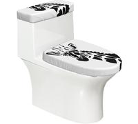 Tapa de inodoro suave con diseño de jirafa blanca y negra, 2 piezas, fundas elásticas reutilizables para inodoros en forma de U/O, decoración de baño