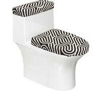 Tapa de inodoro suave con textura curvada negra, 2 piezas, fundas elásticas reutilizables para inodoros en forma de U/O, decoración de baño