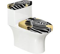 Tapa de inodoro suave de cebra negra y blanca, 2 piezas, fundas elásticas reutilizables para inodoros en forma de U/O, decoración de baño