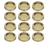 Tapa de jarro de hojalata de 12 piezas, 70 mm redondear la boca regular de la boca dividida tapa de la tapa cubiertas de enlatado para fugas para condimentos de miel. (Xh00176 Gold)