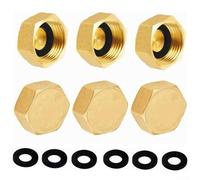 Tapa de latón para manguera de jardín, paquete de 6 tapones ciegos para grifo de rosca de 1/2 3/4 3/8 pulgadas con caja de almacenamiento hexagonal (tamaño 3/4)