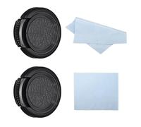 Tapa de lente de 27 mm, paquete de 2 fundas laterales para lente frontal con tela, adecuada para lentes DSLR universales de rosca de 27 mm, negro para Nikon, Fujifilm, Pentax