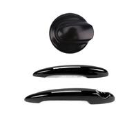 Tapa de llenado de combustible y 2 cubiertas de manijas de puerta exteriores en fibra de carbono para BMW Mini Cooper S R55 R56 2007-2013.(Gloss Black)