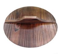 Tapa de madera de abeto tratada con proceso de carbonización con mango alto para sartén wok en espacios de vida modernos (26-26-1,6 cm)